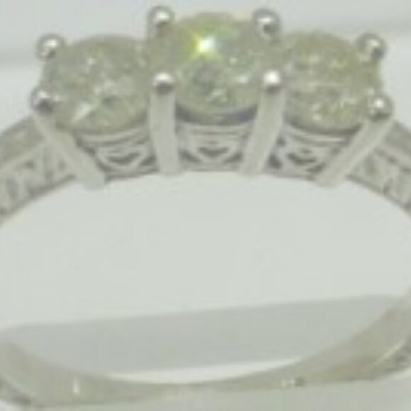 REDUCED!  Antique Style Three-Stone Diamond Ring - Picture 6 of 6